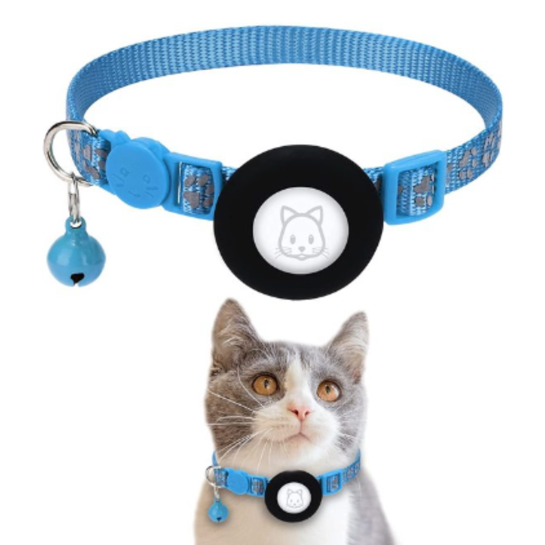 Reflective Airtag Cat Collar - Blue