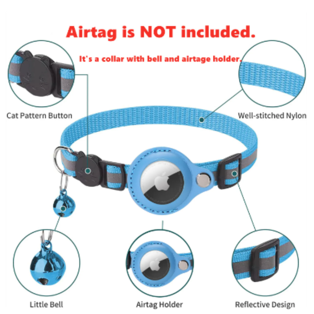 Genuine Airtag Cat Collar - Blue for Ultimate Pet Safety