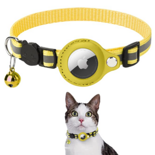 My Trackers Yellow Airtag Cat Collar with Protective Case