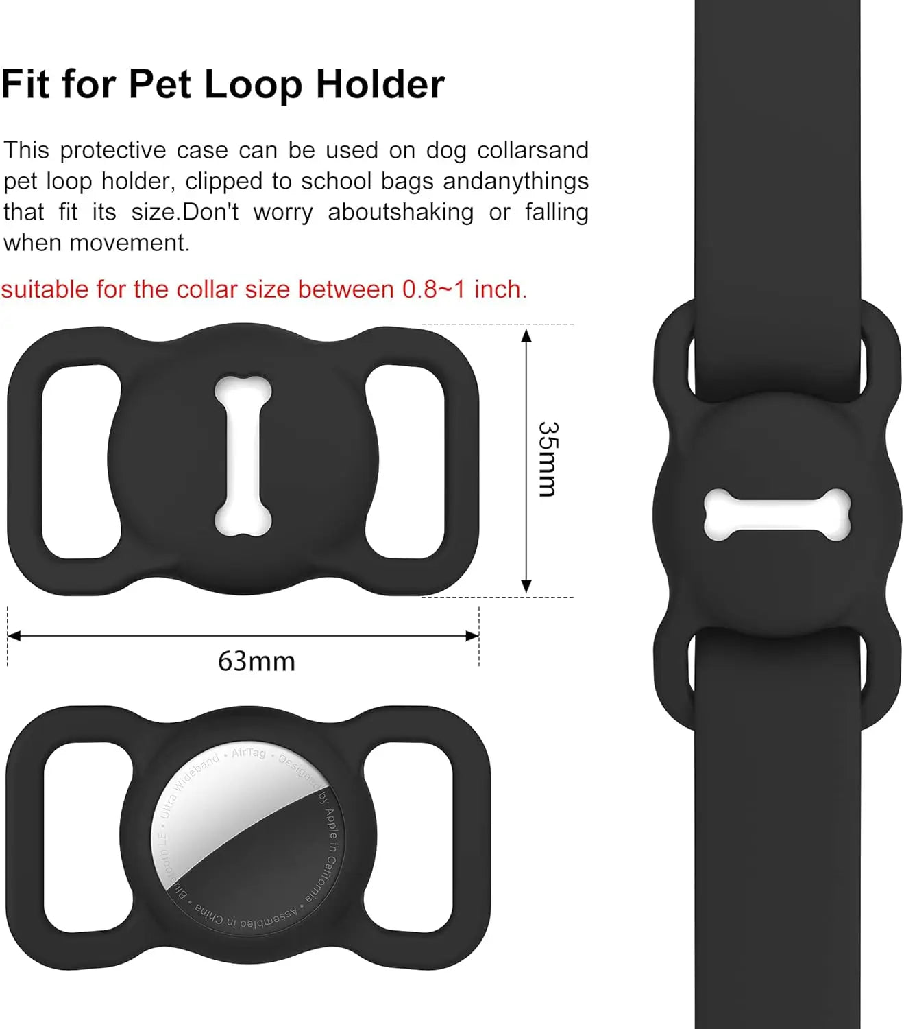 My Tracker Silicone AirTag Dog Collar Holder