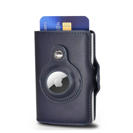 My Trackers RFID Card Holder with AirTag Slot - Black Leather