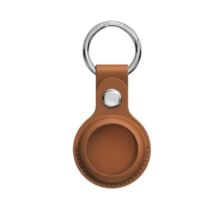 My Trackers Saddle Leather AirTag Keychain