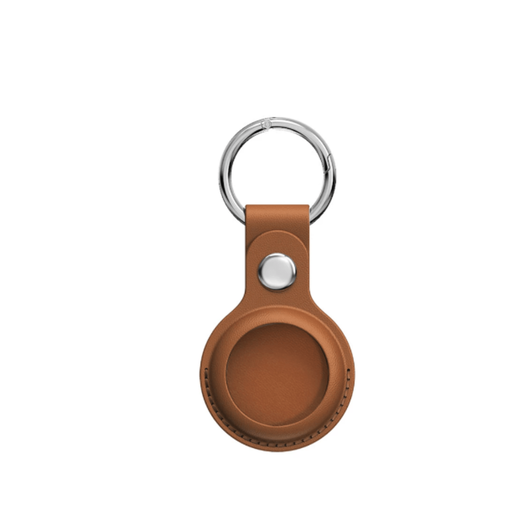 My Trackers Saddle Leather AirTag Keychain