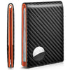 My Trackers RFID Carbon Fiber Leather Wallet with AirTag Holder - Black Luxury Design