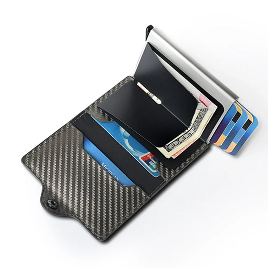 My Trackers RFID Card Holder with AirTag Slot - Black Leather