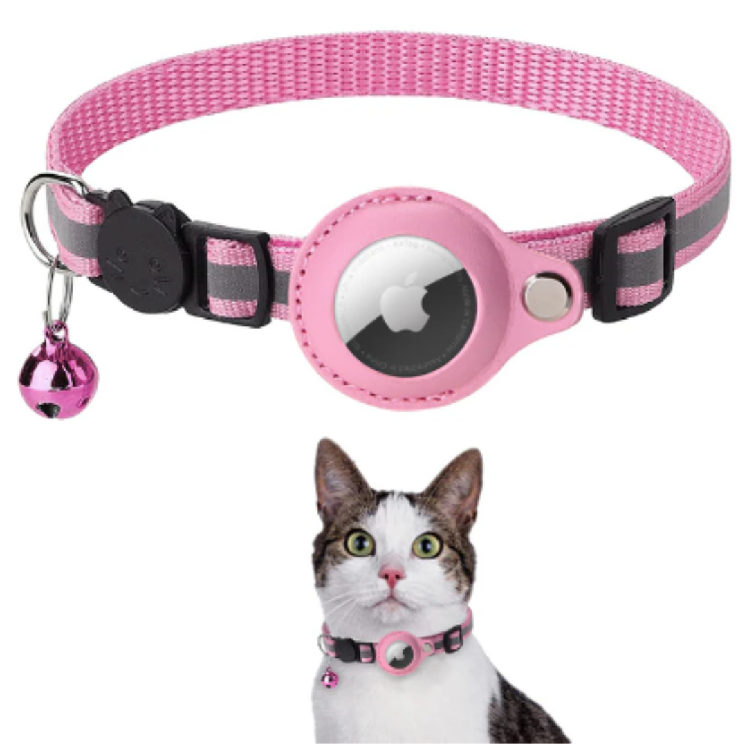 My Trackers Pink Airtag Cat Collar with Protective Case